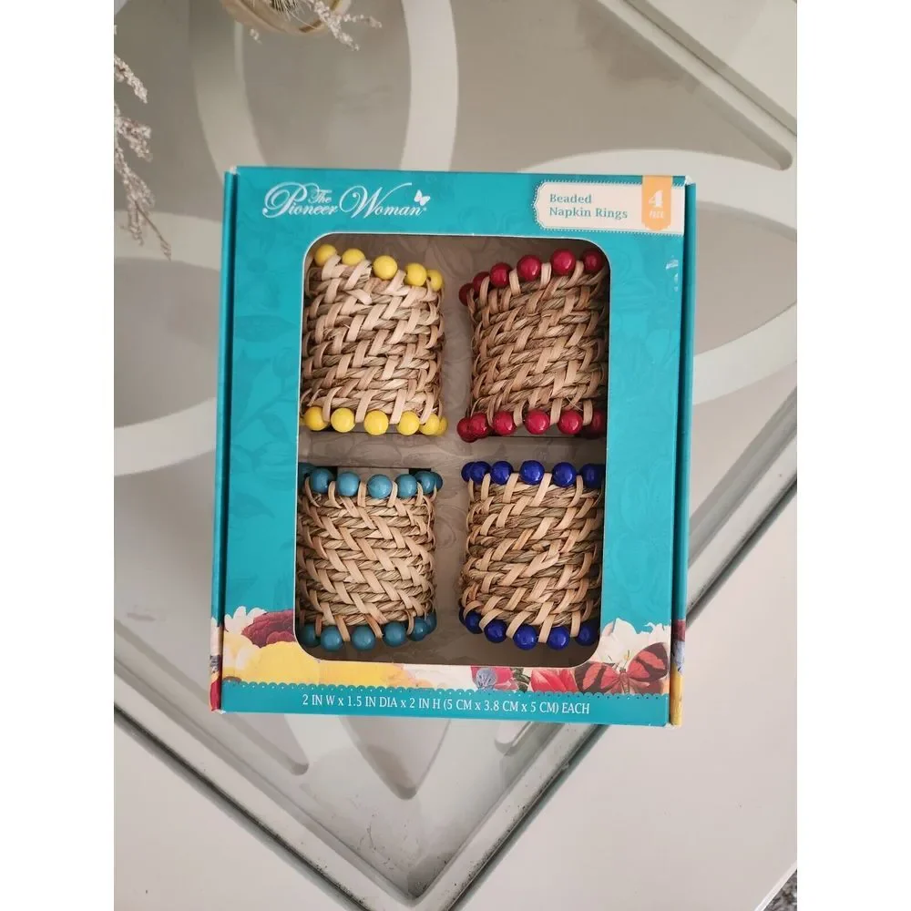 The Pioneer Woman Rattan Napkin Rings, Natural, 2